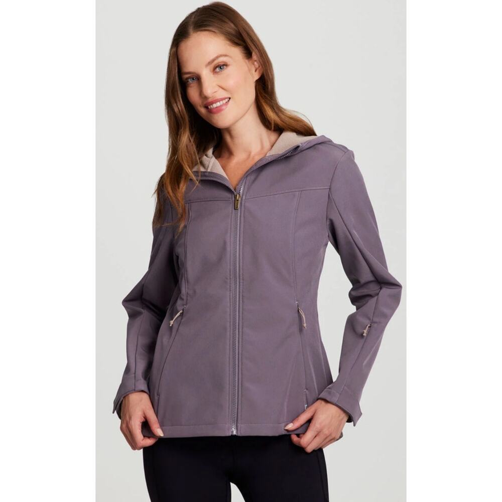 Avalanche Outdoor Amber Fleece Lined Soft Shell Burgundy Purple Hoodie Jacket M